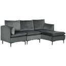 Sofas, Veta 83" Grey Velvet Reversible Sectional Sofa with Chaise - Seasonal Overstock
