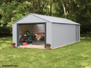 Sheds, Garages & Carports, 12' x 10' Murryhill Steel Storage Shed Building With Roll Up Door - Flute Grey - Seasonal Overstock