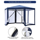 13ft Hexagonal Portable Party Gazebo with Mesh Walls - Blue - Seasonal Overstock