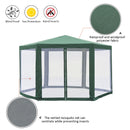 13ft Hexagonal Portable Party Gazebo with Mesh Walls - Green - Seasonal Overstock