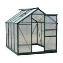 Greenhouses, 6.2' x 8.3' Walk-In Aluminum Frame Greenhouse with Polycarbonate Panels, Sliding Door - Green - Seasonal Overstock