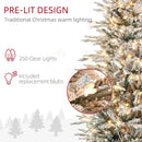 Christmas Trees, 6ft Flocked Pre Lit Skinny Christmas Tree with Auto Open - Seasonal Overstock