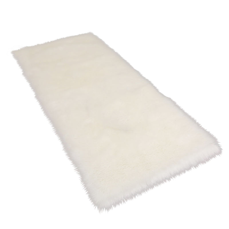 24" X 72" Soft and Plush Faux Fur White Bedside Runner - Seasonal Overstock