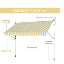 Awnings, 9.8ft Wide RV / Patio Retractable Awning - Yellow Stripe - Seasonal Overstock