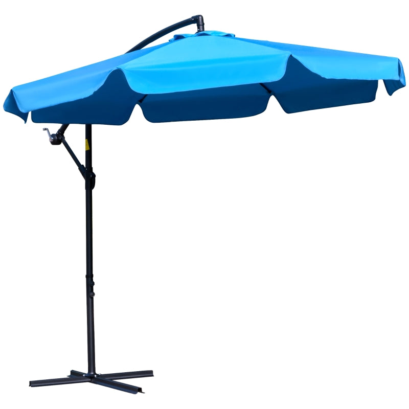 9ft Offset Cantilever Patio Umbrella with Easy Tilt Adjust - Blue - Seasonal Overstock