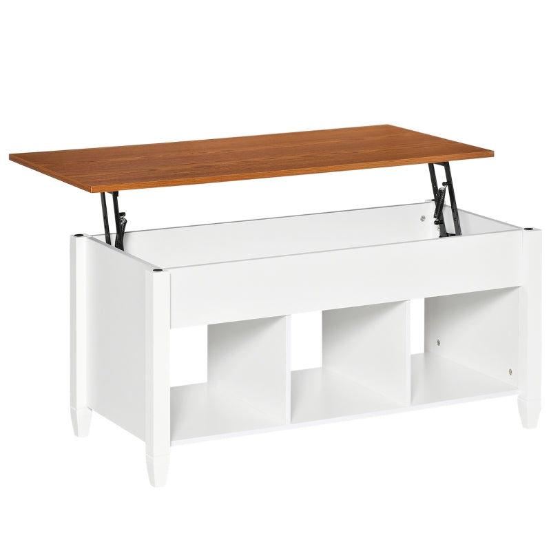 Bryan Lift Top Coffee Table with 3 Storage Compartments - White Brown - Seasonal Overstock