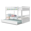 Chandler Full Over Full Wood Bunk Bed with Trundle Bed - White - Seasonal Overstock