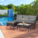 Easton 3pc Outdoor Sofa Sectional with Table - Grey - Seasonal Overstock