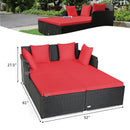 Halton Outdoor Rattan Lounging Patio Sofa - Red - Seasonal Overstock