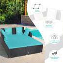 Halton Outdoor Rattan Lounging Patio Sofa - Turquoise - Seasonal Overstock