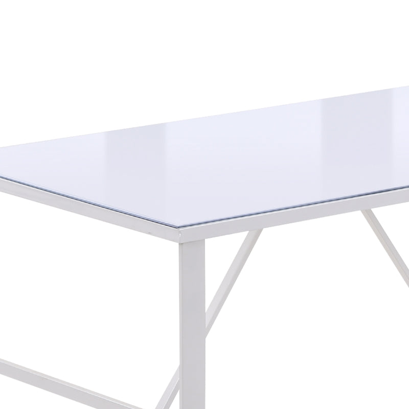 Hutton Minimalist White Glass Top Desk - Seasonal Overstock