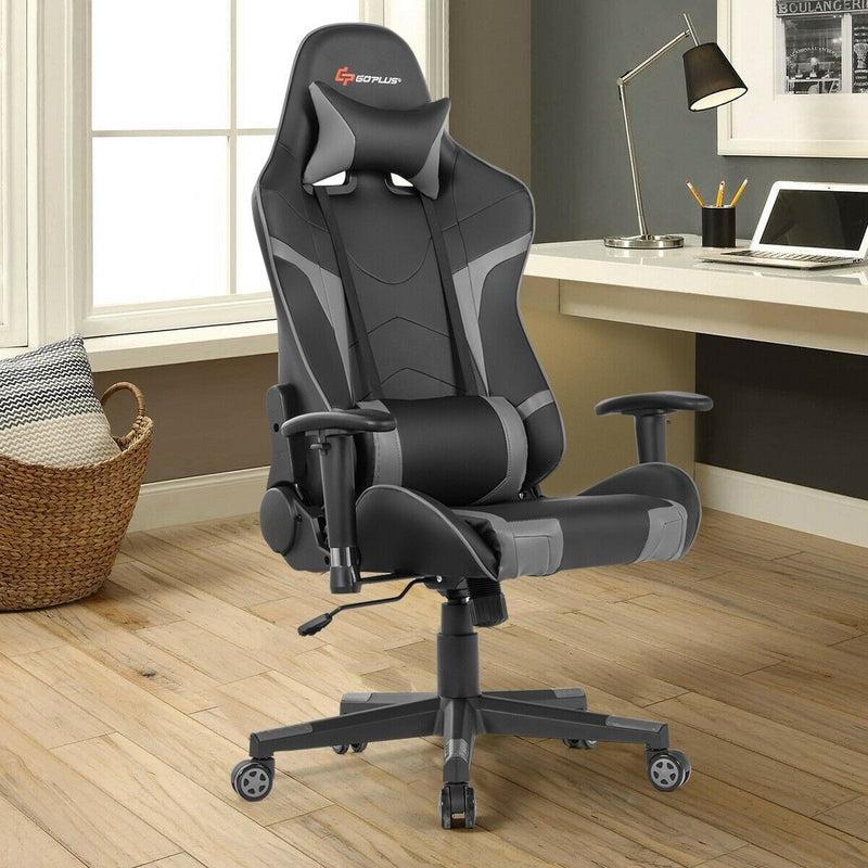 Lucas High-Back Gaming Chair with Massage - Grey - Seasonal Overstock