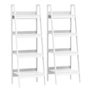 Meena 4 Tier Ladder Shelf Pair - White - Seasonal Overstock