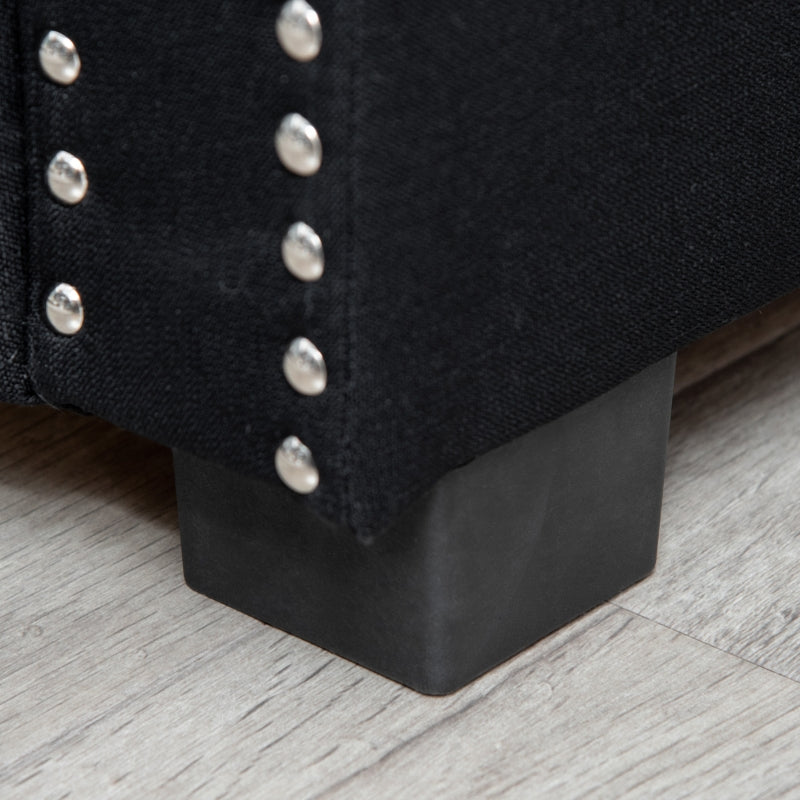 Osman 47" Nailhead Dark Grey Upholstered Storage Bench - Seasonal Overstock