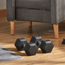 Set of Two 30lb Rubberized Hexagon Dumbbell Weights (60 lbs Total) - Seasonal Overstock