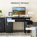 Yuna Computer Desk with Drawers, Shelves & Keyboard Tray - Black - Seasonal Overstock