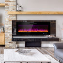 Fireplaces, 50" Wall Mounted Built-In Recessed Electric Fireplace with Crystal & Log - Seasonal Overstock