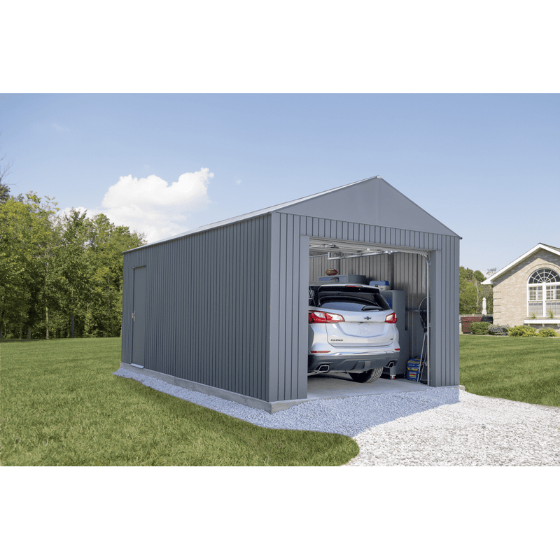 12' x 20' Everest Steel Garage Wind and Snow Rated - Charcoal - Seasonal Overstock