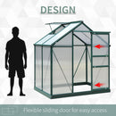 Greenhouses, 6.2' x 4.3' Walk-In Greenhouse with Aluminum Frame, Polycarbonate Panels and Sliding Door - Green - Seasonal Overstock