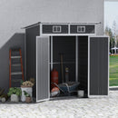 Storage Sheds, 6' x 4' Grey PVC Outdoor Garden Storage Shed with Aluminum Frame - Seasonal Overstock