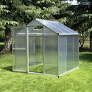 Greenhouses, 6' x 6.2' Walk-In Aluminum Frame Greenhouse with Polycarbonate Panels, Swing Door - Silver - Seasonal Overstock