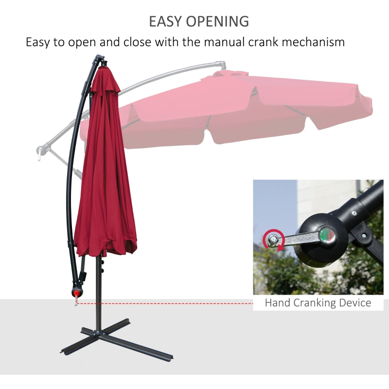 9ft Offset Cantilever Patio Umbrella with Easy Tilt Adjust - Red - Seasonal Overstock