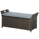 Outdoor Furniture, Blackwell Grove Outdoor Patio Storage Bench in PE Rattan Wicker - Grey - Seasonal Overstock