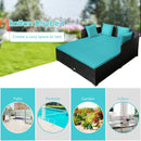 Halton Outdoor Rattan Lounging Patio Sofa - Turquoise - Seasonal Overstock