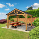 Harrison 13' x 11' Steel Roof Wood Frame Gazebo - Seasonal Overstock
