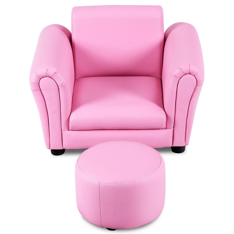 Kids Casa Kids Chair and Ottoman Set - Pink - Seasonal Overstock