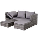 Lana 3pc Outdoor Rattan Sofa Sectional and Table - Grey - Seasonal Overstock