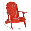 Layton Red Folding Adirondack Chair with Retractable Lounger - Seasonal Overstock