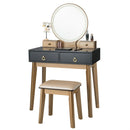 Vanity, Melvyna Luxury Vanity with LED Mirror - Black / Gold - Seasonal Overstock