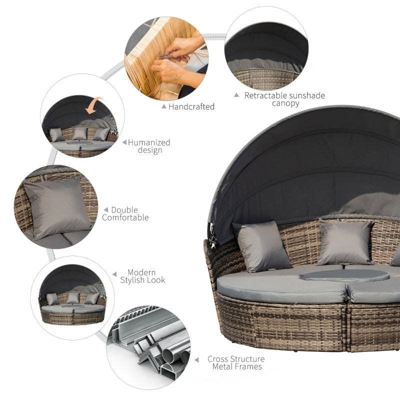 Paloma II 4pc Outdoor Rattan Sofa Bed / Patio Conversation Set - Grey - Seasonal Overstock