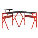 Rumo L-Shaped Black & Red Gaming Computer Desk - Seasonal Overstock