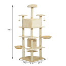 Cat Trees, XL 6.6ft Luxury Cat Tree Condo in Beige - Seasonal Overstock