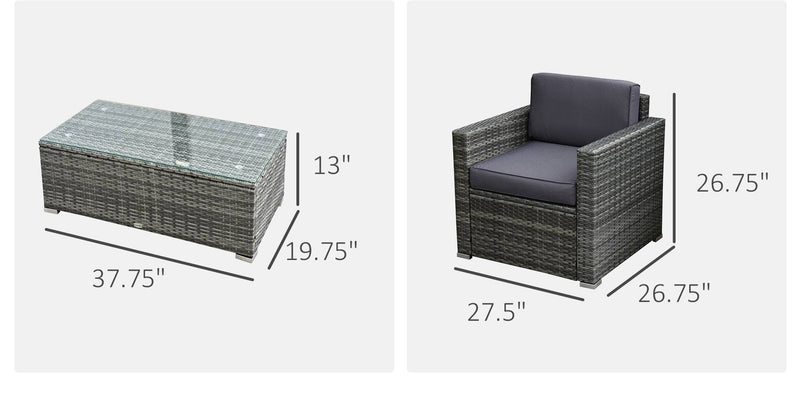 Brently 4pc Patio Sofa Set - Grey - Seasonal Overstock