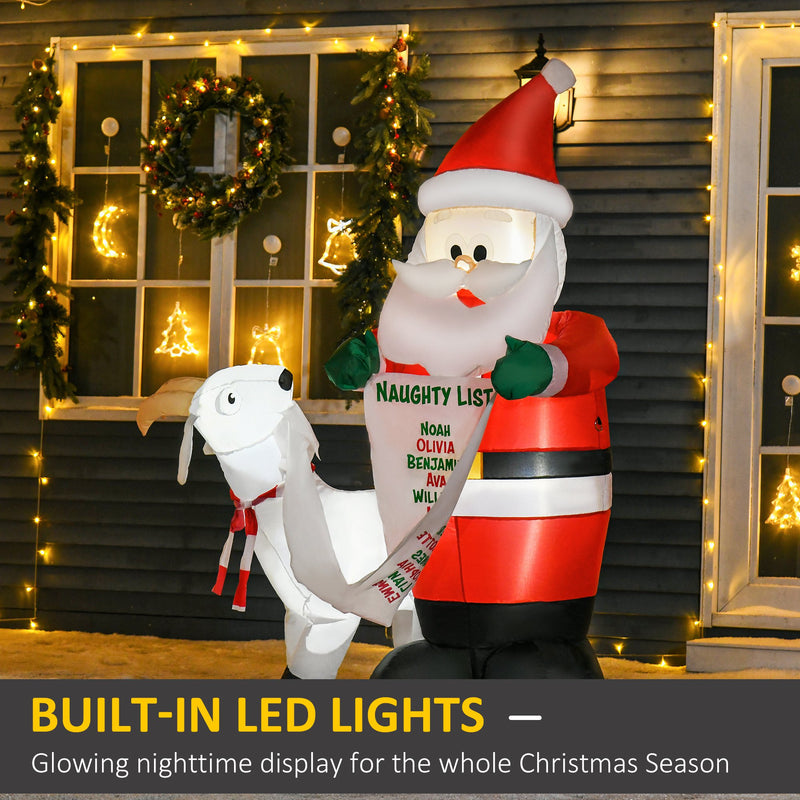 6ft Inflatable Santa with Naughty List & Goat - Seasonal Overstock