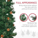 Christmas Trees, 7.5ft Thin Artificial Christmas Tree with Pine Cones - Seasonal Overstock