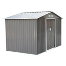 Storage Sheds, 9' x 6.4' Outdoor Garden Storage Shed with Dual Sliding Doors- Grey - Seasonal Overstock