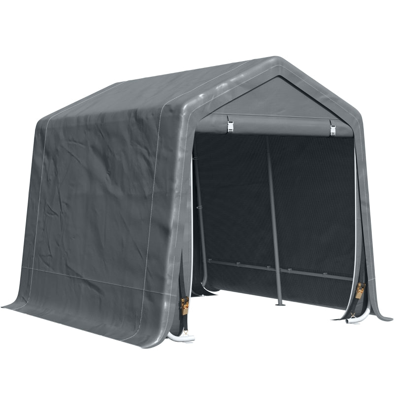 9' x 8' Dark Grey Heavy Duty Outdoor Portable Storage Shed - Seasonal Overstock