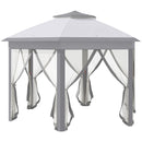 Gazebos, Belvedere 13.3ft Hexagon Pop-Up Portable Gazebo with Mesh Walls - Light Grey - Seasonal Overstock