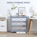 Beren 3-Drawer Grey Storage Dresser with Mirror Panels - Seasonal Overstock