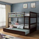 Chandler Full Over Full Wood Bunk Bed with Trundle Bed - Brown - Seasonal Overstock