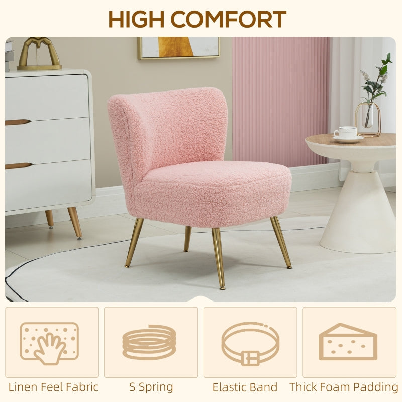 Deanna Fleece Upholstered Armless Lounge Chair - Pink - Seasonal Overstock