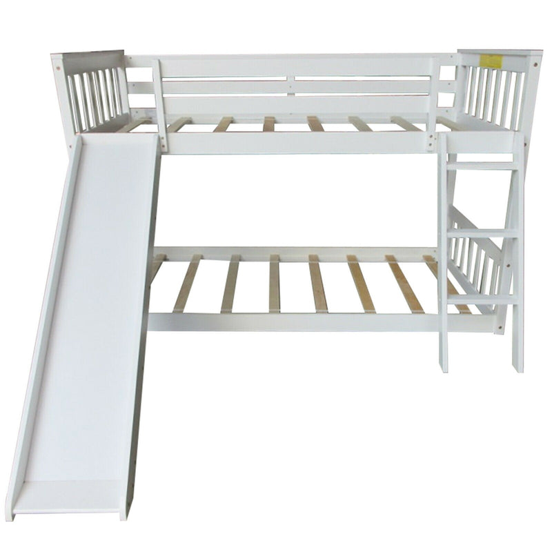 Elara Twin over Twin Wood Bunk Bed with Slide - White - Seasonal Overstock