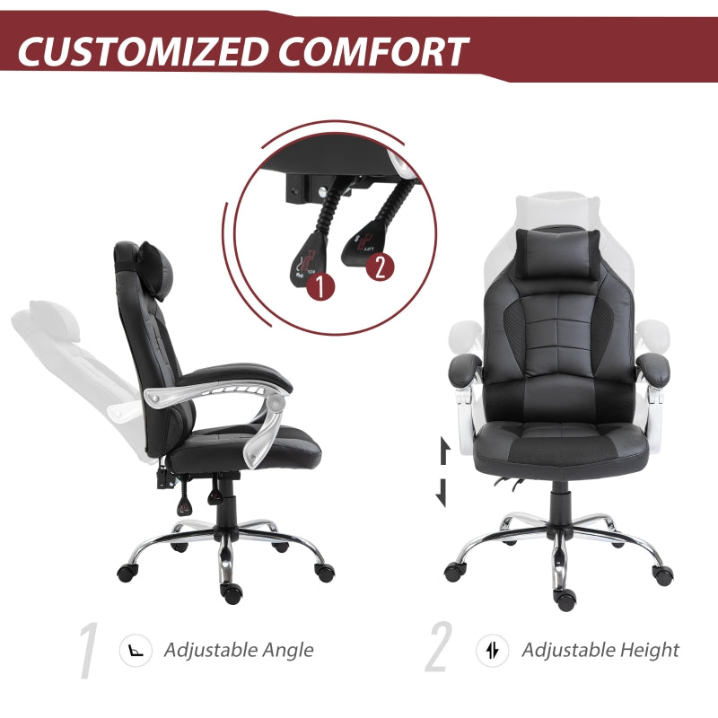 Flyta Ergonomic Executive Faux Leather Black Office Gaming Chair - Seasonal Overstock