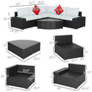 Hazel Grove 6pc Outdoor Rattan Sectional Sofa Set - Cream White & Dark Brown - Seasonal Overstock