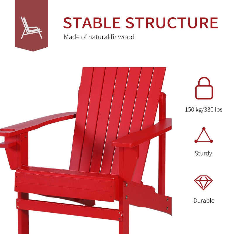 Linkin Wood Adirondack Chair in Red - Seasonal Overstock