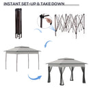 Gazebos, Zella 11' x 11' Light Grey Pop-Up Gazebo with Mesh Walls and Carry Bag - Seasonal Overstock